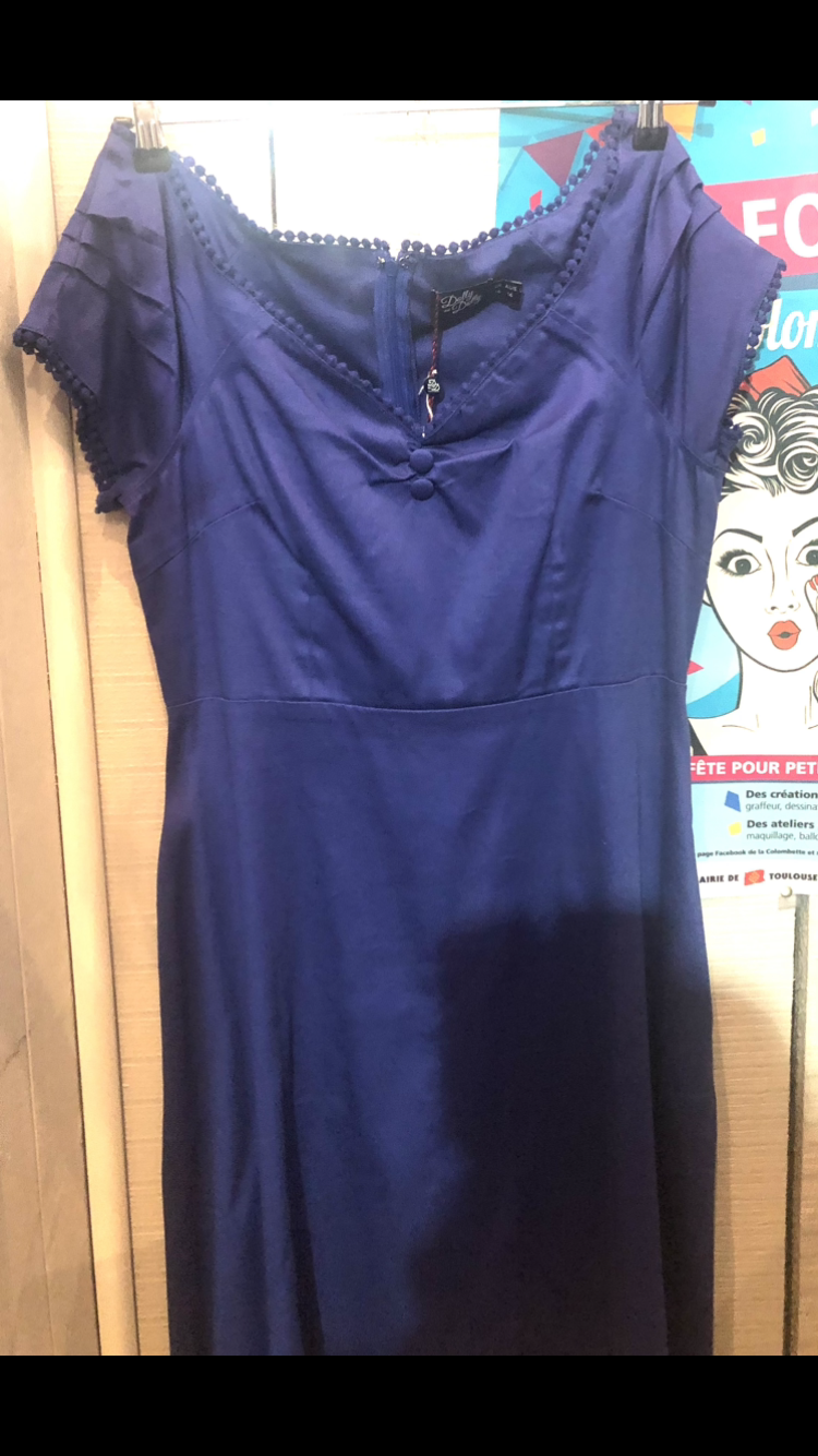 Robe évasée style 50th bleu