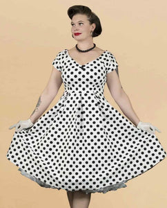 Robe évasée décolleté bateau style 50th imprimée, grande taille