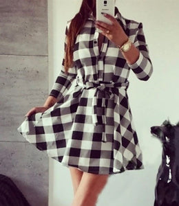 Robe courte chemise à carreaux