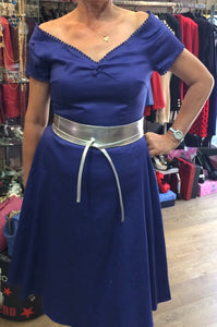 Robe évasée style 50th bleu