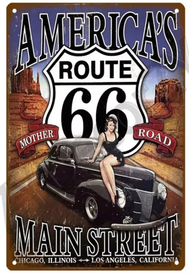 Plaque métal vintage route 66