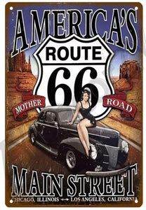 Plaque métal vintage route 66