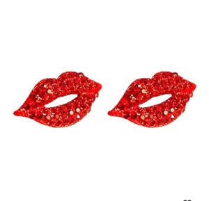 Boucles d’oreilles strass bouches rouges