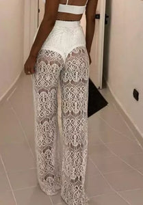 Pantalon en dentelle blanche