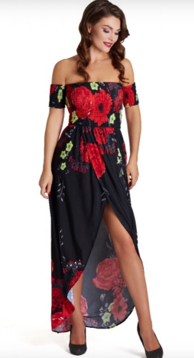 Robe longue décolleté bateau